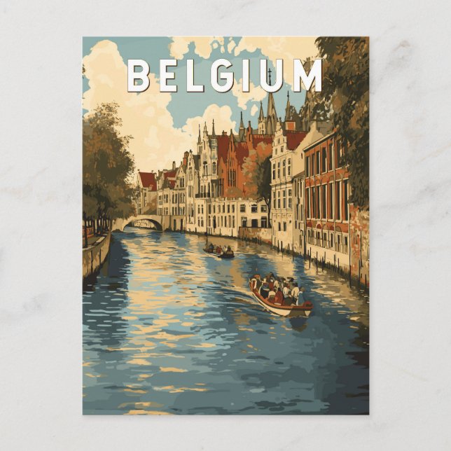 Belgium Illustration Travel Art Vintage Postcard (Front)