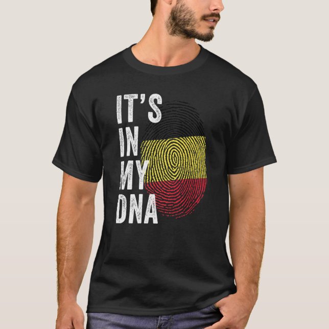 Belgium It's In My DNA Cute Belgian Flag Fingerpri T-Shirt (Front)