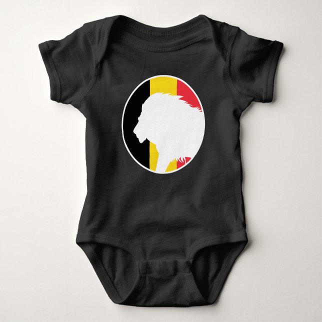 Belgium Lion Belgian National Animal Flag Baby Bodysuit (Front)