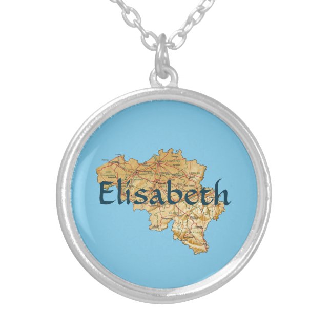 Belgium Map + Name Necklace (Front)