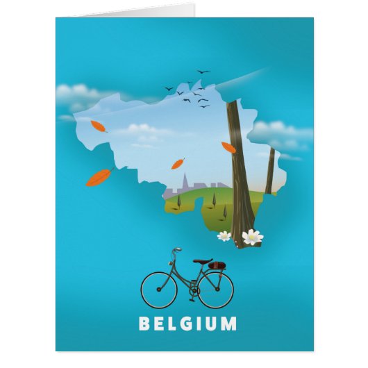 Belgium Map travel poster print. Cards (Front)