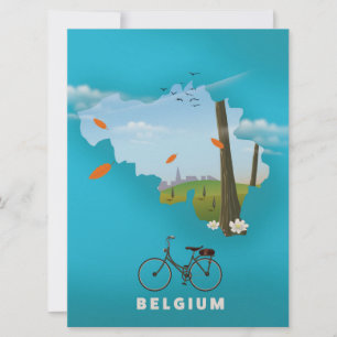 Belgium Map travel poster print. Invitation