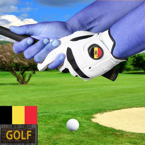 Belgium marker  Belgian Flag leather Golf Glove