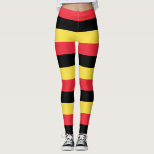 Belgium National Flag Colors Horizontal Striped Leggings