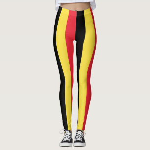 Belgium National Flag Colors Vertical Striped Leggings