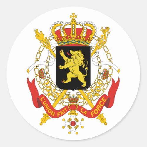Belgium Official Coat Of Arms Heraldry Symbol Classic Round Sticker