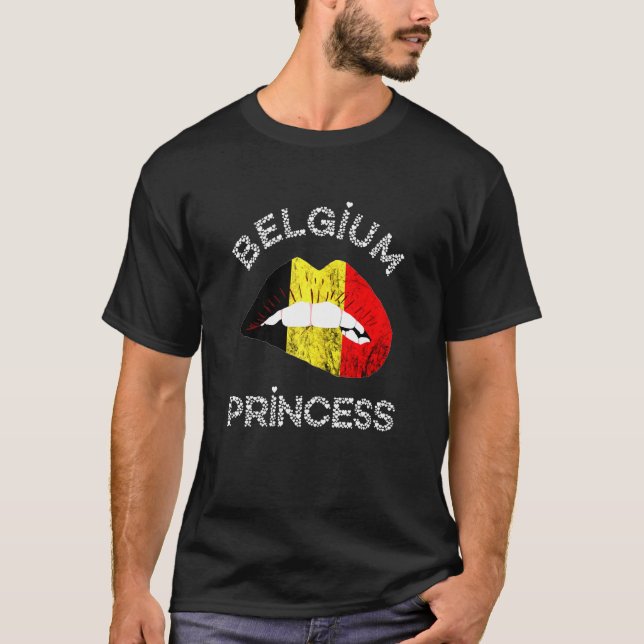 Belgium Princess Belgie Lips Mouth Belgian Pride K T-Shirt (Front)