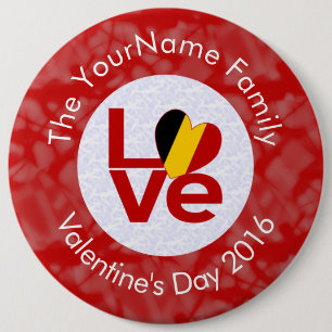 Belgium Red LOVE Flag Personalized  Button