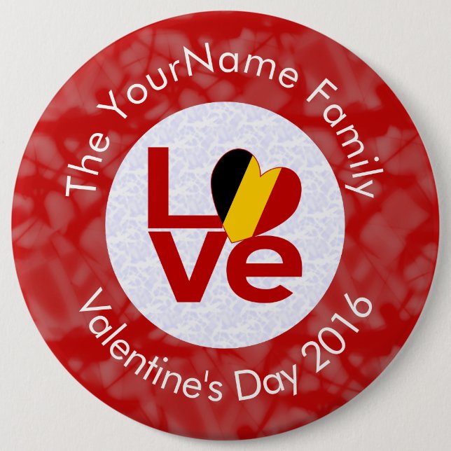Belgium Red LOVE Flag Personalized  Button (Front)