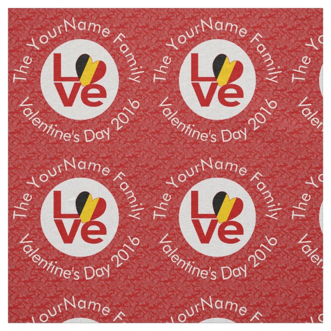 Belgium Red LOVE Flag Personalized  Fabric (Swatch)