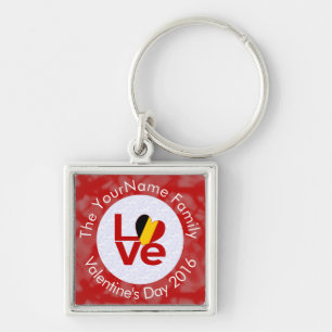 Belgium Red LOVE Flag Personalized Keychain