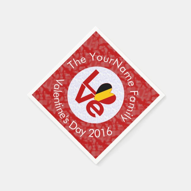 Belgium Red LOVE Flag Personalized  Paper Napkins (Corner)