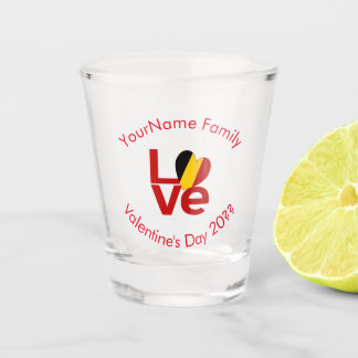 Belgium Red LOVE Flag Personalized  Shot Glass
