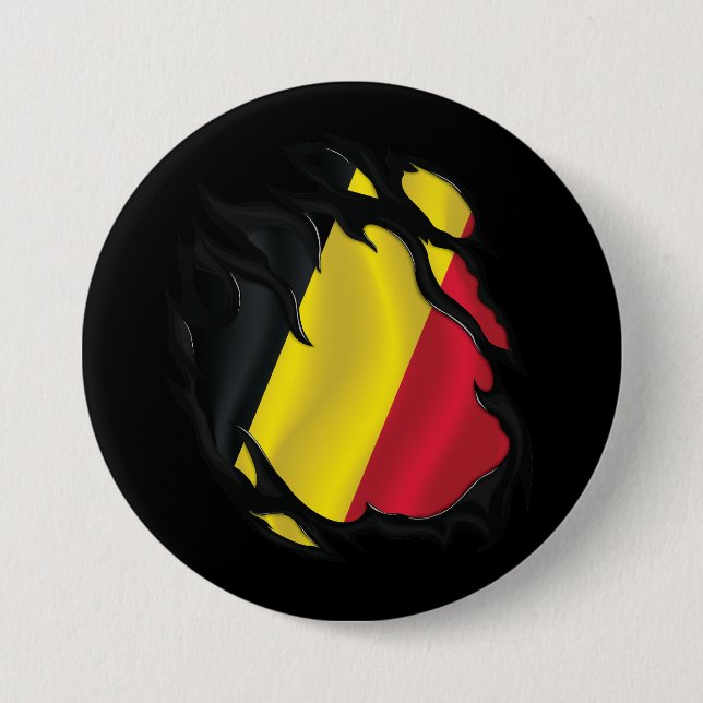 Belgium Ripped Flag Button (Front)