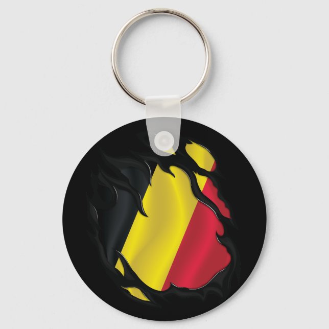 Belgium Ripped Flag Keychain (Front)