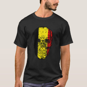 Belgium Skull Flag Funny Rock Skull Gothic T-Shirt