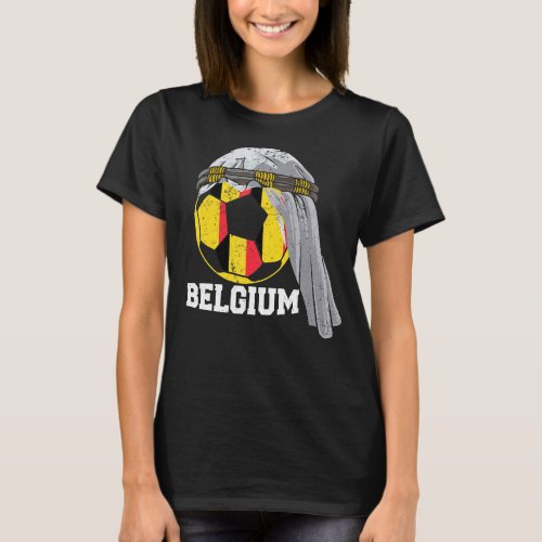 BELGIUM Soccer 2022 Belgium Flag Ball Arab Keffiye T_Shirt