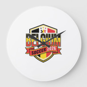 Belgium Soccer 2026 Soccer Bold Country Typography Large Clock