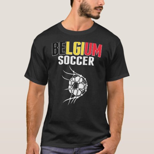 Belgium Soccer Ball In Net   Belgian Football Supp T_Shirt