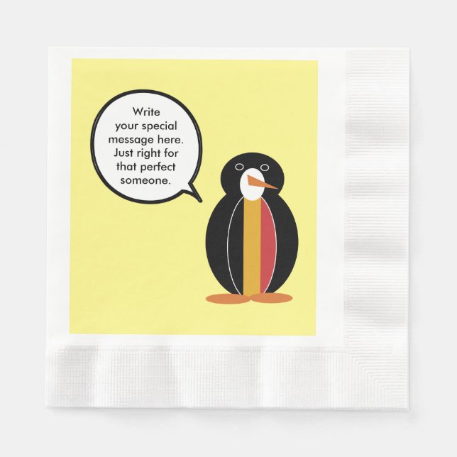 Belgium Talking Ms Penguin Personalized  Paper Napkins (Front)
