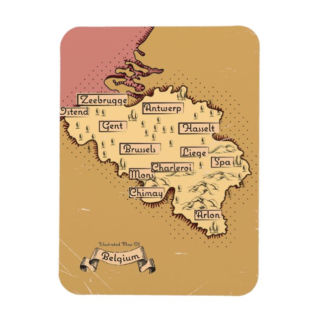 Belgium Vintage travel map Magnet (Vertical)