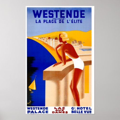 Belgium Vintage Travel Poster Restored
