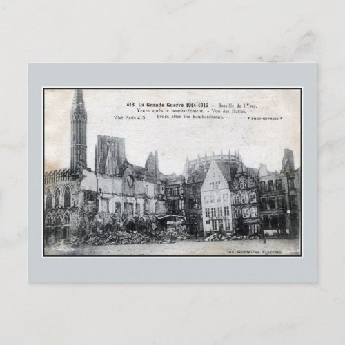 Belgium Ypres after the bombardment Postcard