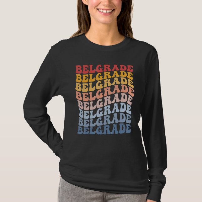 Belgrade City Groovy Retro T-Shirt (Front)