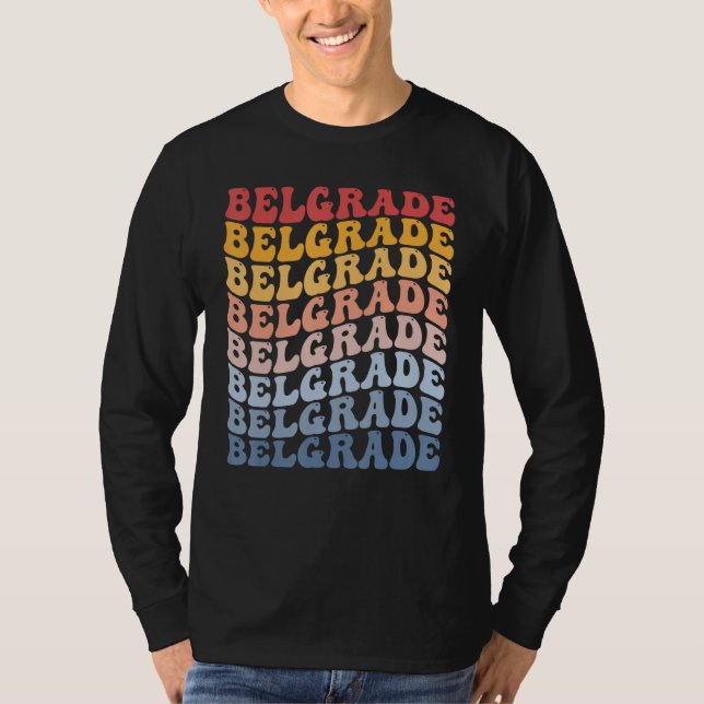 Belgrade City Groovy Retro T-Shirt (Front)