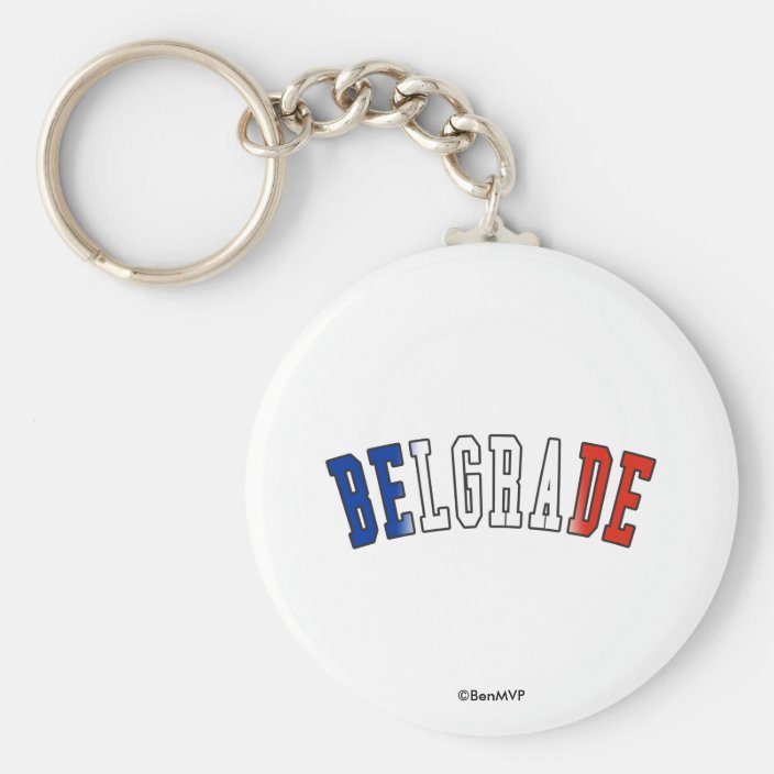 Belgrade in Serbia National Flag Colors Keychain