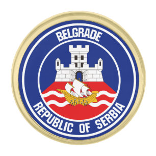 Belgrade Round Emblem Gold Finish Lapel Pin