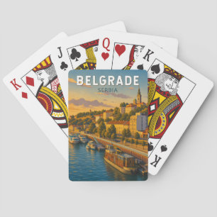 Belgrade Serbia Illustration Travel Art Vintage Poker Cards