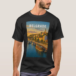Belgrade Serbia Illustration Travel Art Vintage T-Shirt