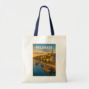 Belgrade Serbia Illustration Travel Art Vintage Tote Bag