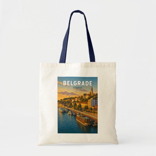 Belgrade Serbia Illustration Travel Art Vintage Tote Bag