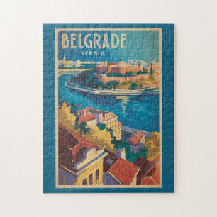 Belgrade Serbia River Illustration Travel Art Jigsaw Puzzle