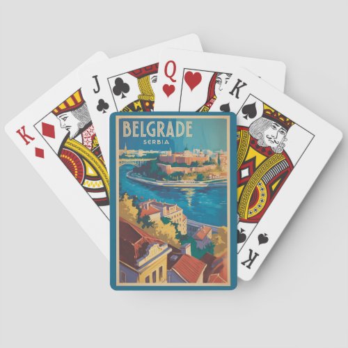 Belgrade Serbia River Illustration Travel Art Poker Cards