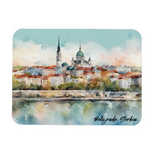 Belgrade Serbia Silhouette Watercolor Painting Magnet