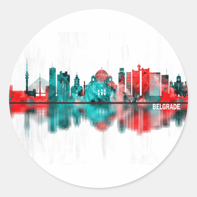 Belgrade Serbia Skyline Classic Round Sticker (Front)