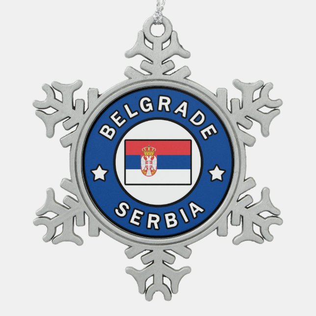 Belgrade Serbia Snowflake Pewter Christmas Ornament (Front)