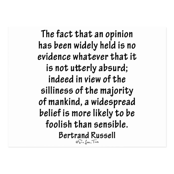 Beliefs by Bertrand Russell Post Card