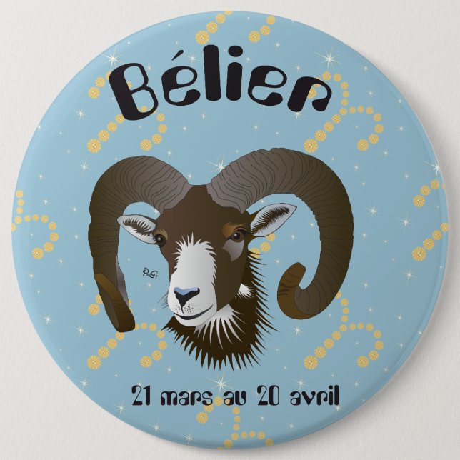 Bélier 21 mars au 20 avril Boutons - Badges Pinback Button (Front)