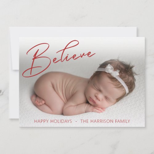 Believe 1st Christmas Photo Holiday Card