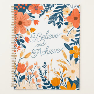 Believe & Achieve Botanical Folk Floral Planner