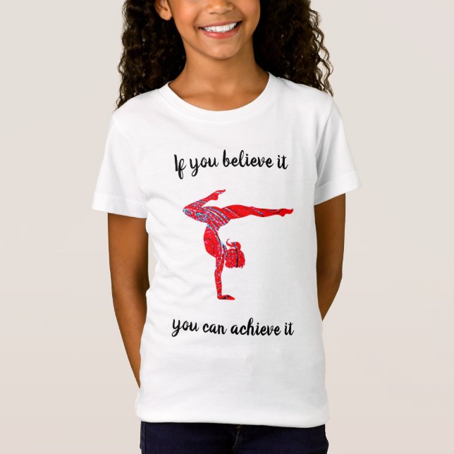 Believe Achieve Gymnastics Abstract T-Shirt (Front)