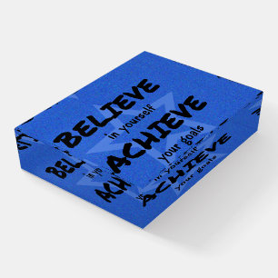Believe achieve motivational blue star paperweight