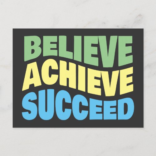 Believe Achieve Succeed Motivational Goal Setting  Postcard