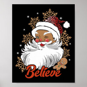 Believe Afro Santa African American Christmas Blac Poster