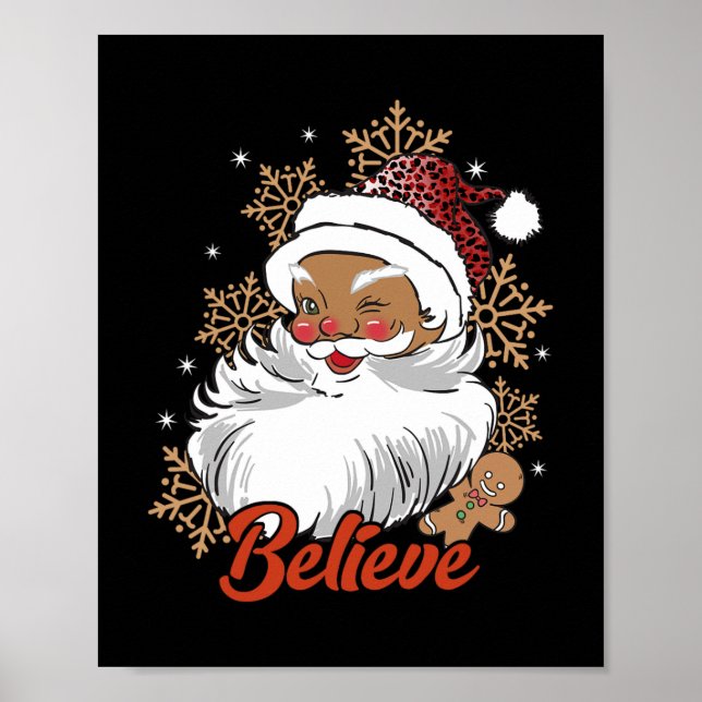 believe afro santa african american christmas blac poster (Front)