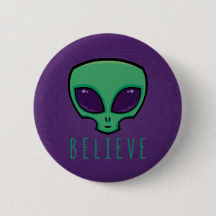 Believe Alien Head Button